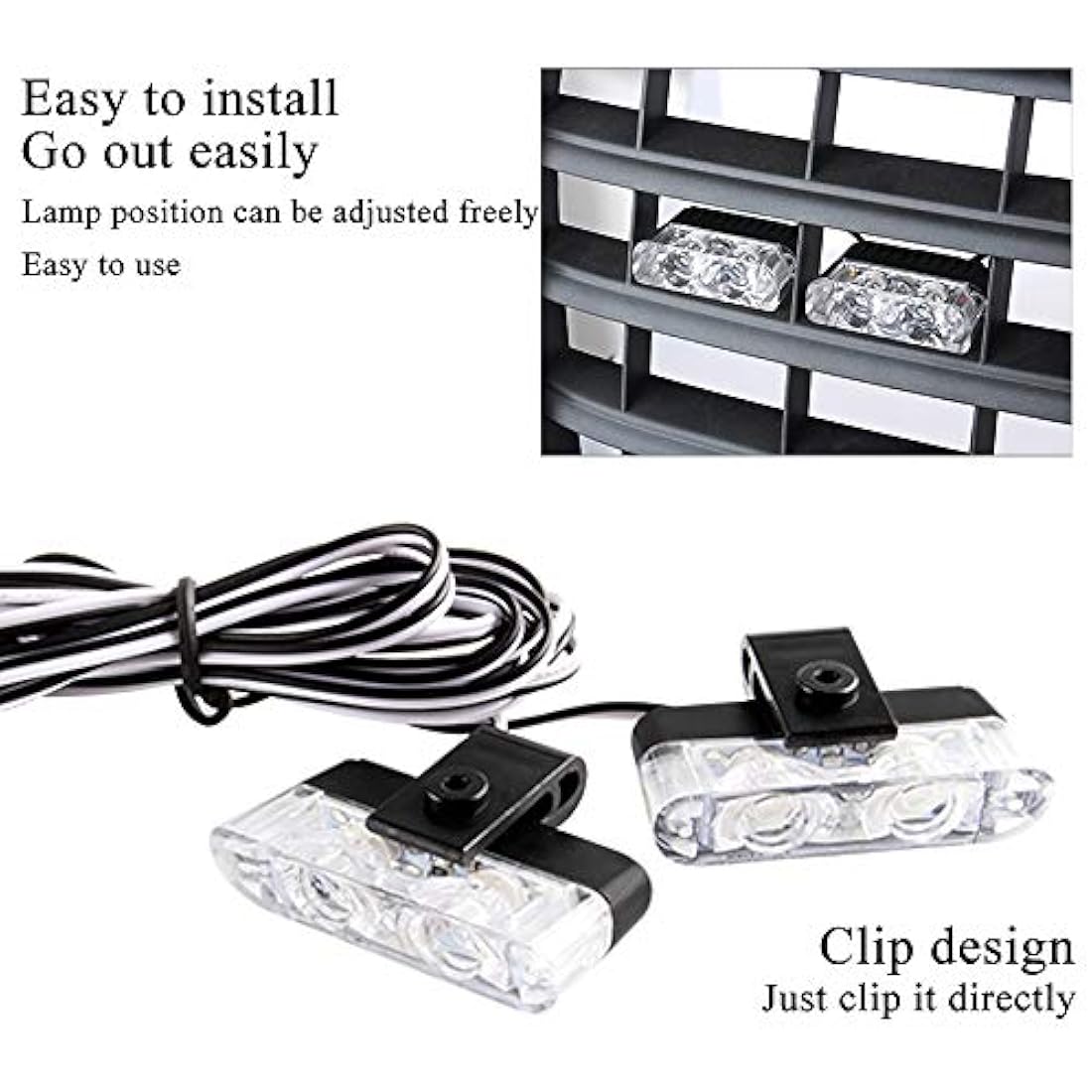 yifengshun 8 in 1 LED Emergency Strobe Lights for Trucks Vehicles Warning Flashing Guide Grille Flash DRL Police Car Motorcycle DC12V Wireless Remote Control (Blue & Red)