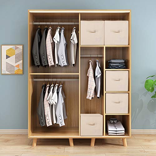 Amonsen Pack of 2, Zip Lidded Wardrobe Storage Bins for Clothes, Bedding, Foldable & Washable, Beige
