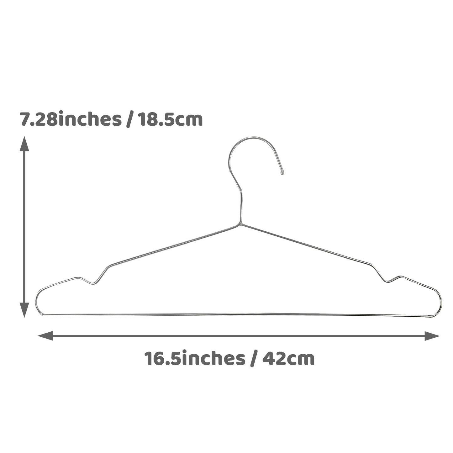 DARUITE Metal Wire Coat Hangers for Clothes, 42cm, Silver 20 Pack