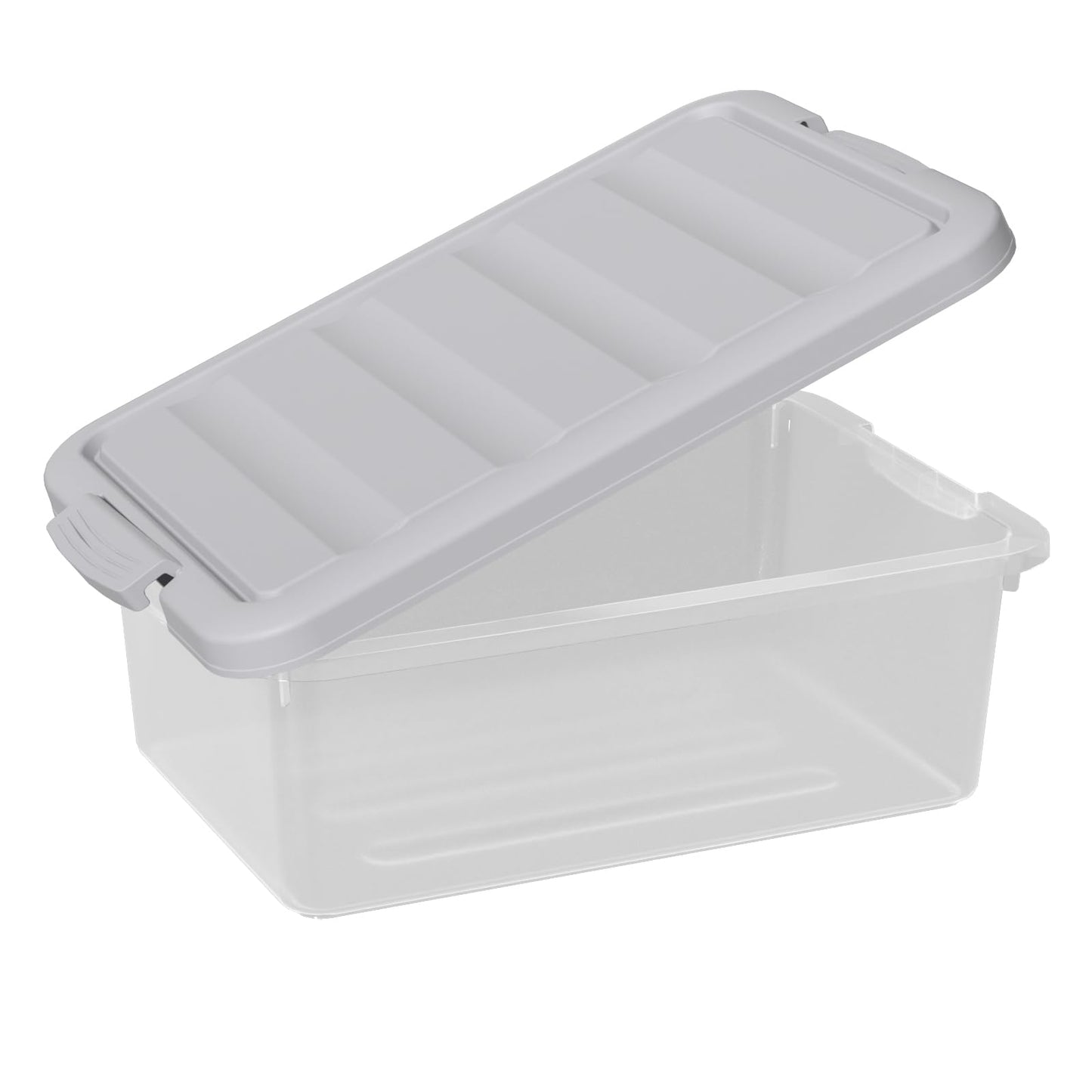 Parlynies 14 L Clear Storage Box with Gray Lid, 2 Pcs Plastic Under Bed Storage Bins for Organizing Clothes