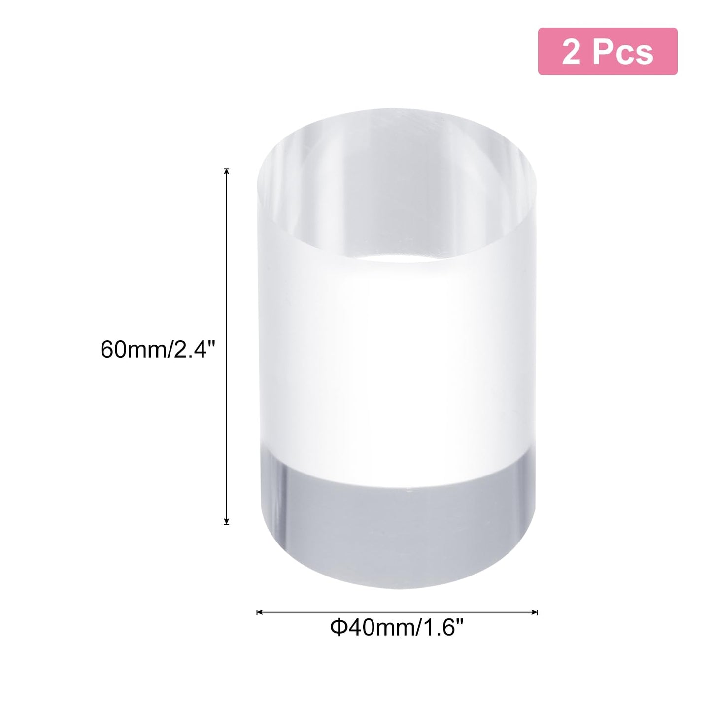 sourcing map 2pcs Acrylic Cylinder Display Blocks, 40 x 60 mm/1.6" x 2.4" Clear Jewelry Display Base Polished Cube Riser Stand Display Holder Base