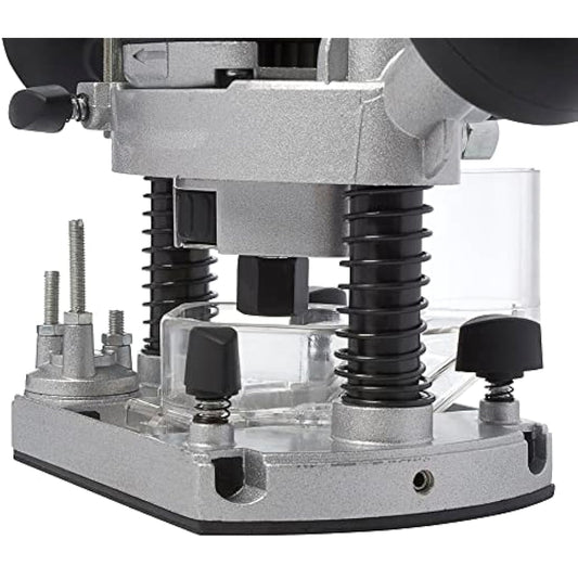 Trend T4 1/4 Inch Variable Speed Workshop Router and Kitbox, Perfect for Hinge Cutting, Timber Profiling & Hand Carving, 850W 115v T4ELK, Black
