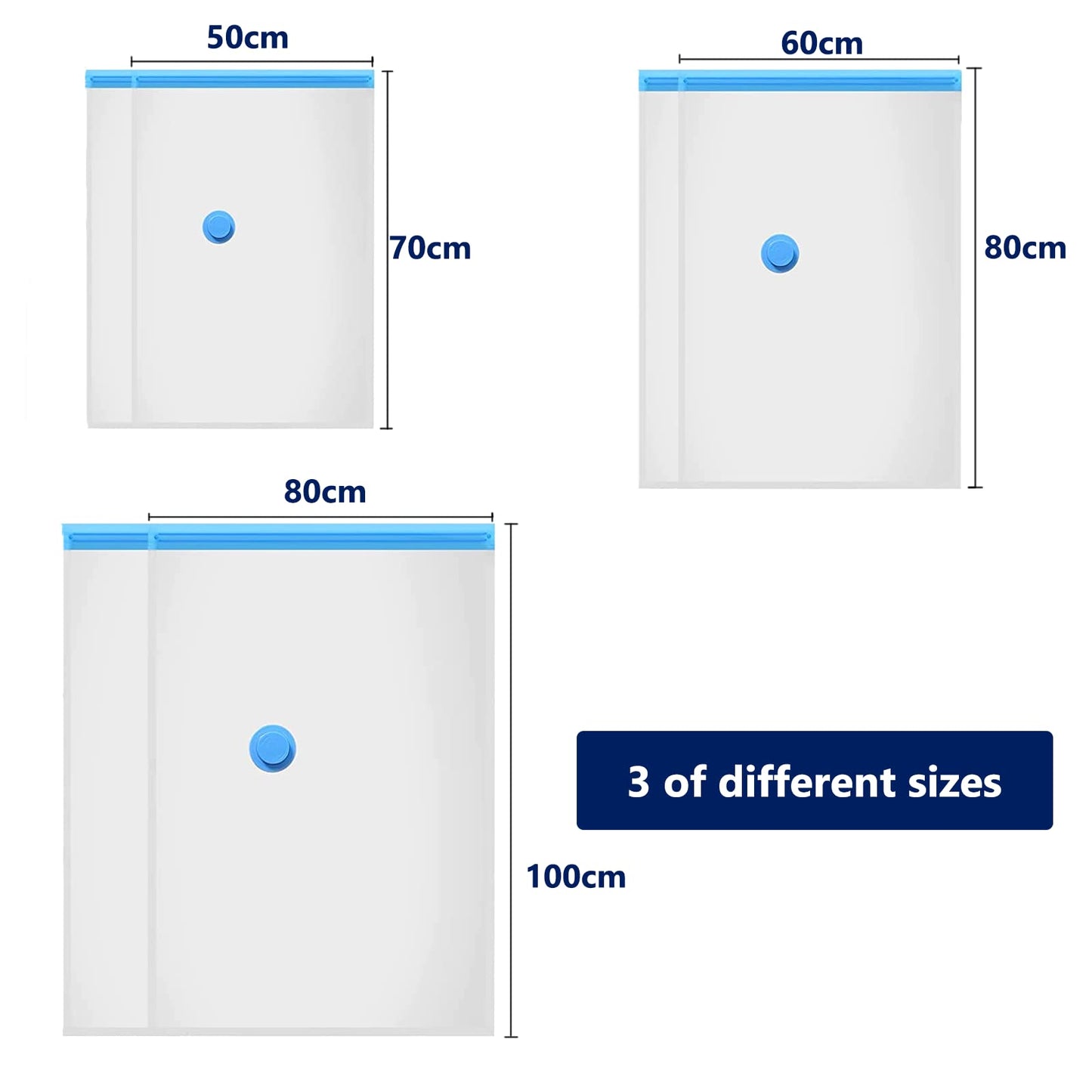 Vacuum Storage Bags for Clothes - 6 Pack(2 Jumbo + 2 Large Medium) Reusable Sealer with Double Zip Seal Travel Space Saver Duvets, Bedding, Quilts