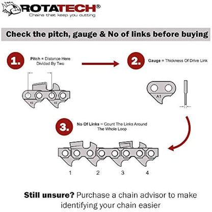 2 X 20 50cm Rotatech Chainsaw Chains .325" Pitch, .063" Gauge, 76 DL Drive Links. Compatible with Parker Brand Chainsaws