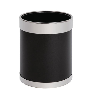 Bolero Mitre Black Waste Paper Bin with Silver Rim -Material Powder Coated Steel