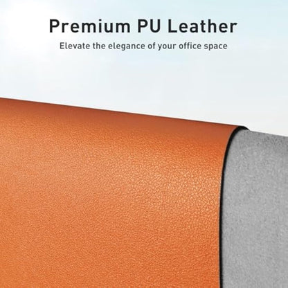 Leather Desk Pad Protector,Mouse Pad,Office Desk Mat, Non-Slip PU Leather Desk Blotter,Laptop Desk Pad,Waterproof Desk Writing Pad for Office and Home (80cmx40cm,Hermes Orange)