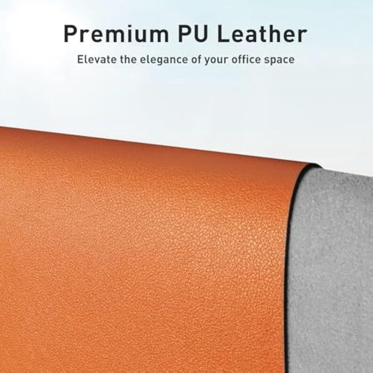 Leather Desk Pad Protector,Mouse Pad,Office Desk Mat, Non-Slip PU Leather Desk Blotter,Laptop Desk Pad,Waterproof Desk Writing Pad for Office and Home (80cmx40cm,Hermes Orange)