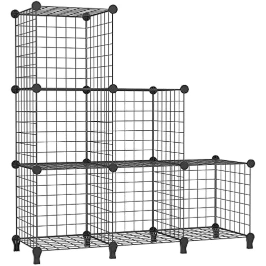 AWTATOS Cube Storage Unit, 6 Cube Wire Storage Shelves, Multifunctional DIY bookcases and Shelving Units Perfect for Office/Livingroom/kitchen/Bathroom, Black USCIH06BE