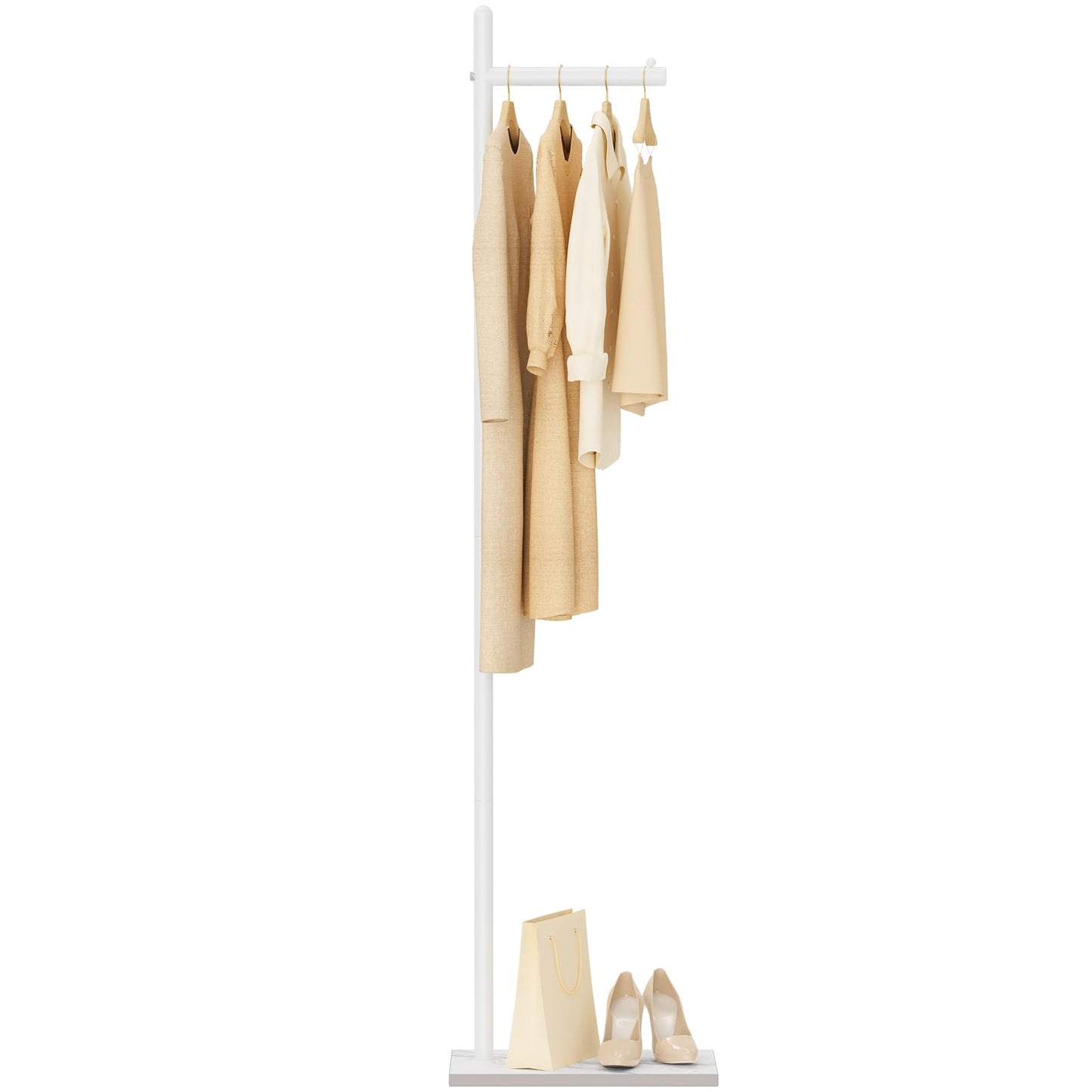 Yawinhe Freestanding Coat Rack Metal,174cm L- shape Garment Rack,White