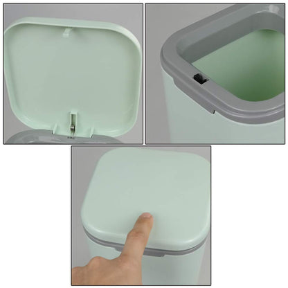 Gitany Push-button Mini Desktop Dustbin with lid, Small Trash Bin Green