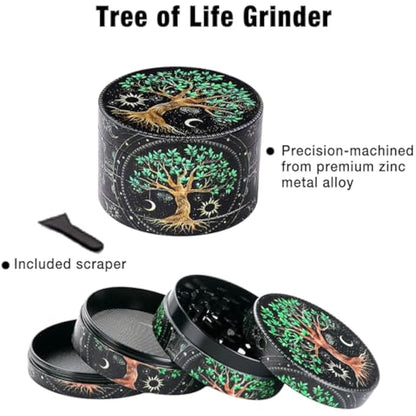 Spespo Grinder Set, Includes 2.5 inch Herb Grinder, Rolling Tray, Storage Jar&Rolling Stick, Lockable Bamboo Box Gift Set for Men Women