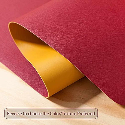 Desk Pad Large, Desk Mat, Extended Mouse Mat, Mouse Pad L, Desk Blotter, DOBAOJIA Laptop Pad Writing Pad for Office/Home, Dual-Side Use PU Leather Waterproof 23.6" X 13.8" (Red/Yellow)