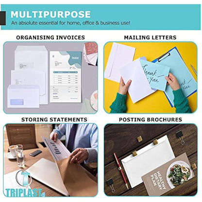 Triplast 500 x C6 White Self Seal Security Envelopes (Size: 114x162mm) | Fully Opaque, Self Sealing & Printer Safe Mailing Paper Envelopes | Ideal for Everyday Home, Office & Commercial Use