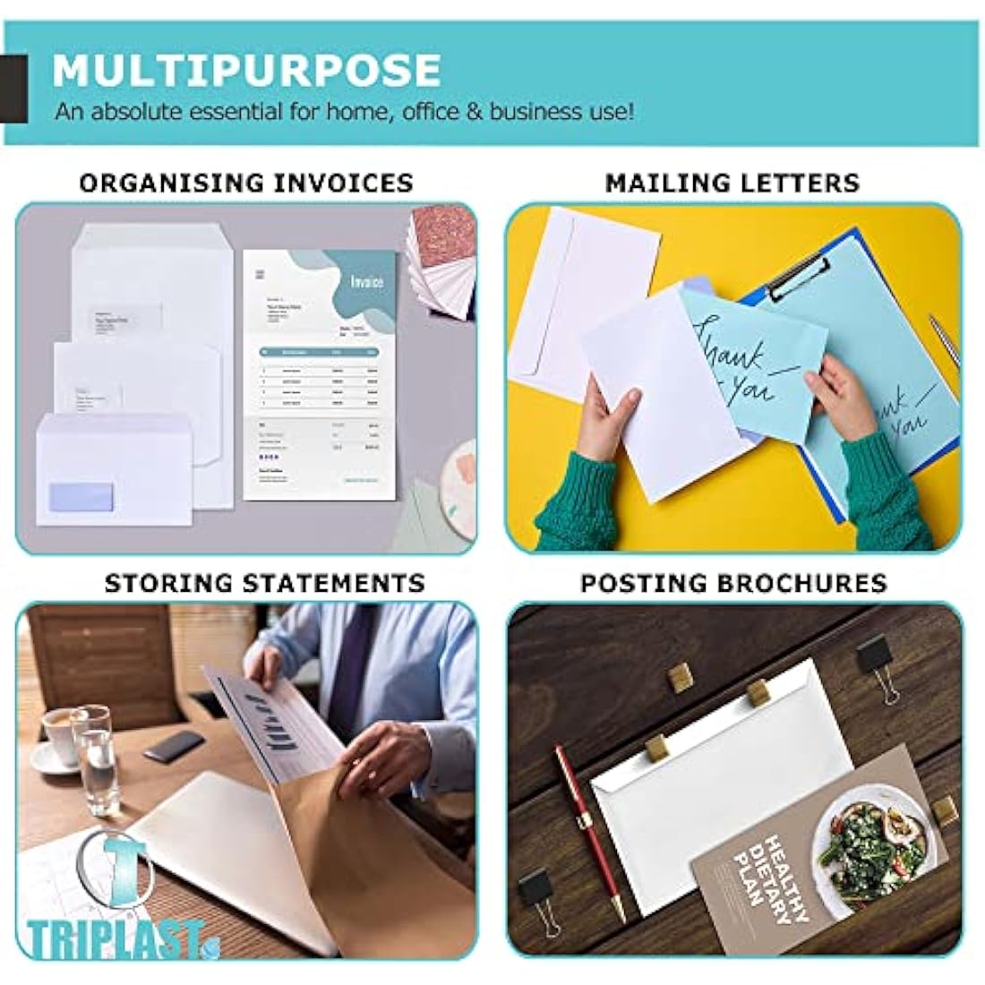 Triplast 100 x C5 Manilla Self Seal Security Envelopes (Size: 229x164mm) | Fully Opaque, Self Sealing & Printer Safe Mailing Paper Envelopes | Ideal for Everyday Home, Office & Commercial Use