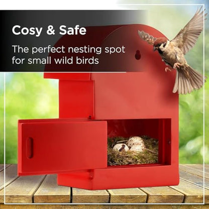 Wrenbury Post Box Bird House for Small Birds - Hanging Nesting Bird Boxes for Gardens - Weather Resistant Resin - Postbox for Wild Birds - Wall Mounted