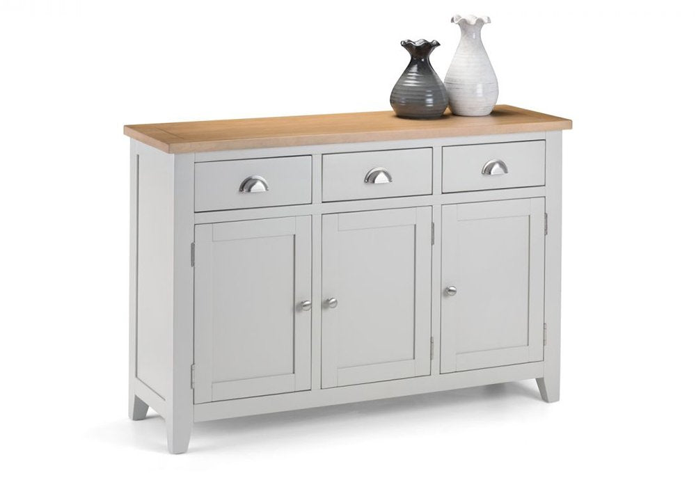 Julian Bowen Richmond Sideboard, Grey/Oak Effect - H86 x W128 x D40cm