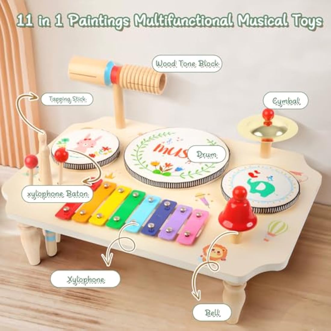 XIAPIA Kids Drum Kit, Baby Drum Musical Instruments Toys for 1 Year Old, Toddler Drum Set with Xylophone for Kids, Percussion Musical Instruments Toys Birthday Gifts for Children Boys and Girls