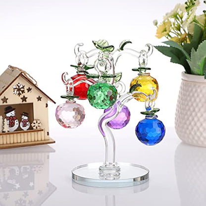 BTSKY Crystal Glass Apple Tree - Artificial Tree Figurine Ornament Table Decoration Feng Shui Crystal Apple Tree Decoration