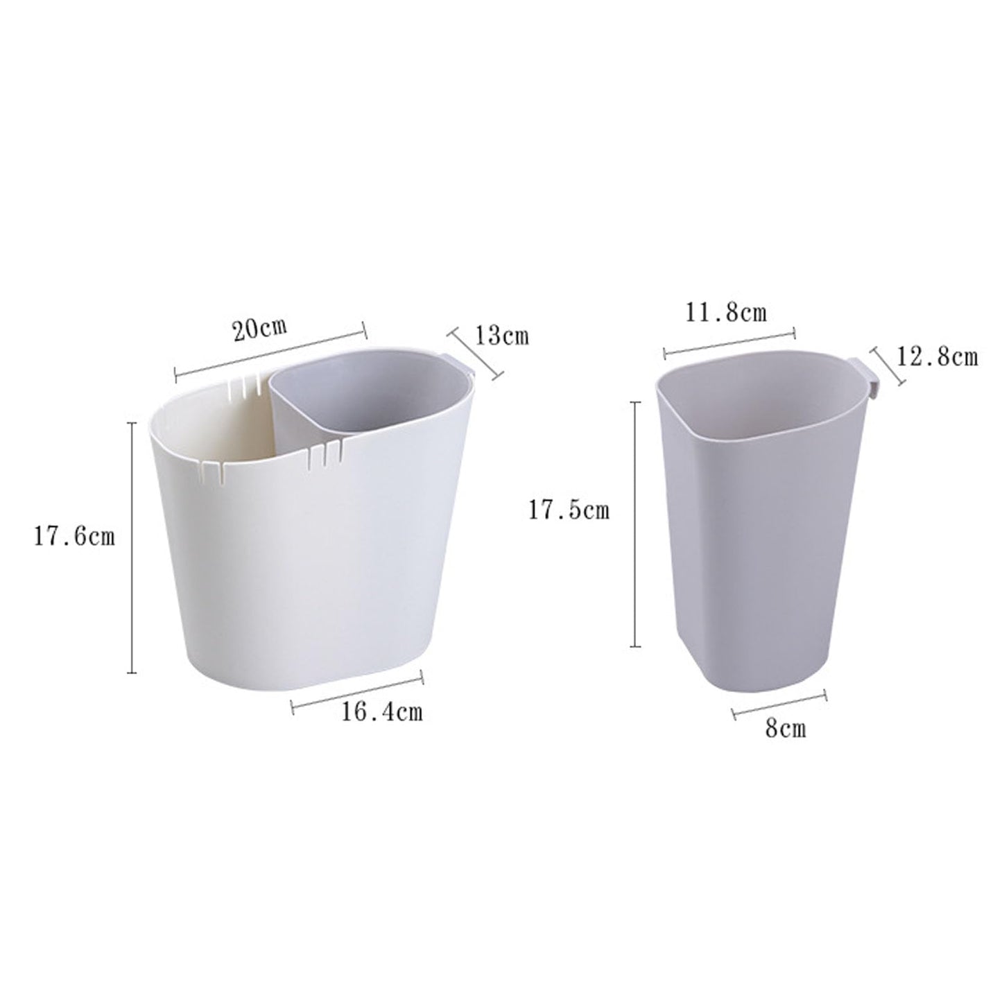 Small Desk Bin, Wet Dry Divided Trash Can Portable Counter Trash Can Two Compartment Garbage Can Table Storage Bin for Kitchen Bathroom Living Room