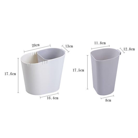 Small Desk Bin, Wet Dry Divided Trash Can Portable Counter Trash Can Two Compartment Garbage Can Table Storage Bin for Kitchen Bathroom Living Room