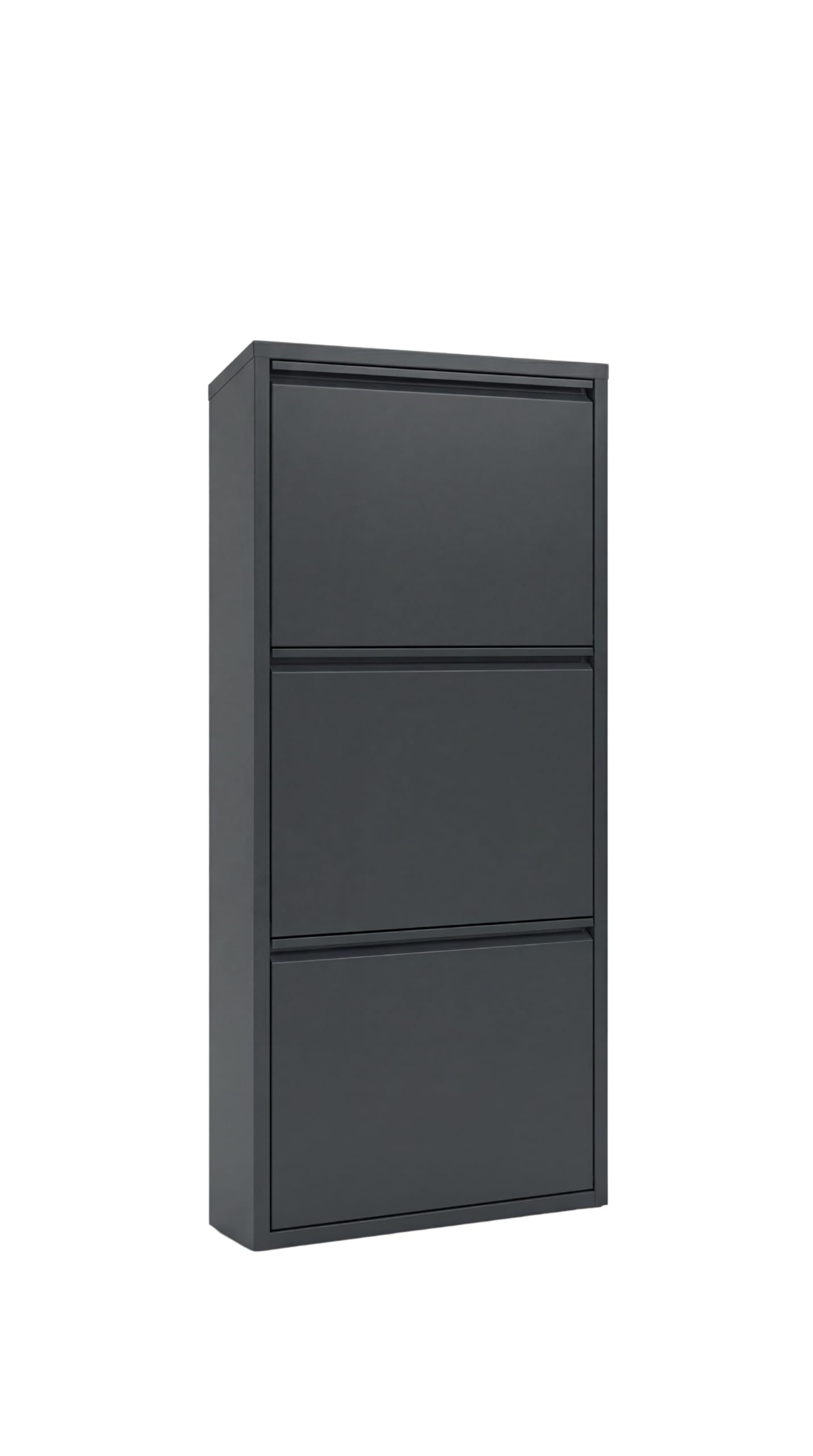 formood 3 Tier Metal Shoe Cabinet – Slim 15cm Wall Mounted Storage Cupboard with Pulldown Doors, Holds 6–9 Pairs