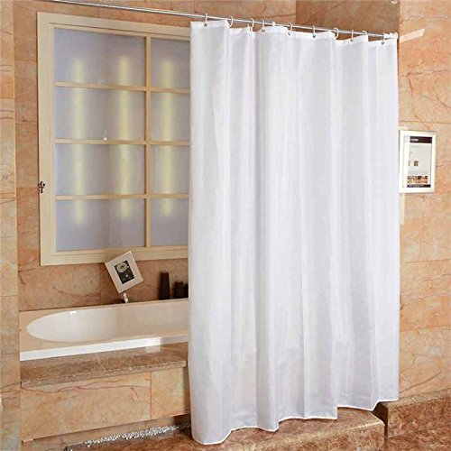 2 UR DOOR Pure White Mould Proof and Mildew Resistant Shower Curtain - Polyester Shower Curtain Liner with 12 Hooks
