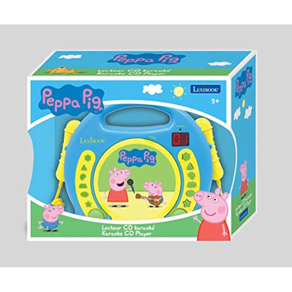 Lexibook, Peppa Pig, Portable CD player with Microphones, Music Player, Repeat and Programming, Karaoke, Headphones jack, Blue/yellow, RCDK100PP