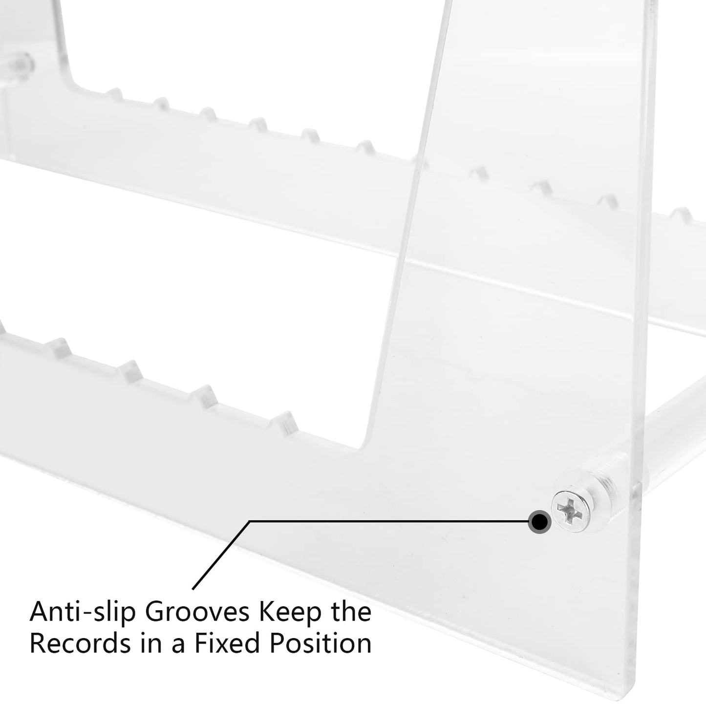 YAYODS Clear Vinyl Record Storage - Premium Acrylic Display Stand for up to 50 LPs, Concise Desktop Album Storage Holder