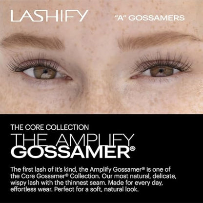 Lashify Amplify 10mm Gossamer DIY Eyelash Extensions Refill, Black, Easy False Eyelashes for a Natural Look