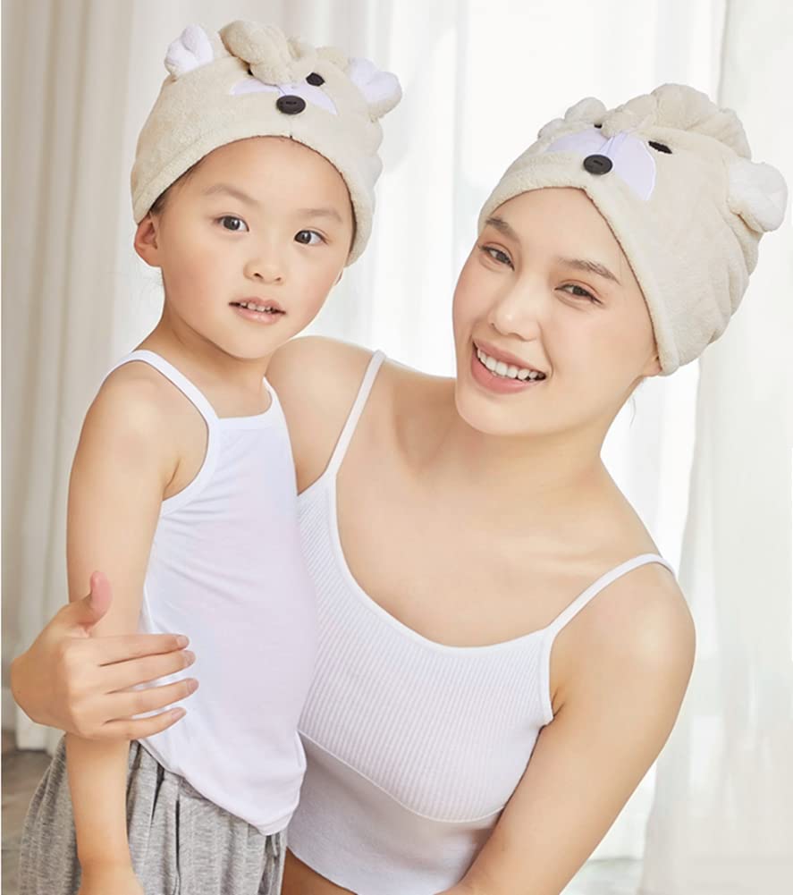 SJTJSPX Hair Towel Wrap Super absorbent hair drying hat Parent-child shower cap quick drying Turban Soft Anti-Frizz Head Towel Twist Wet Hair Towel