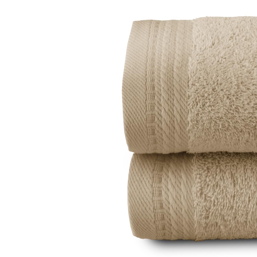 Top Towel - Premium - Large Bath Towels - Bath Towels - 2 Face Towels or Bidet -30x50cm - 100% Cotton - 600g - Camel