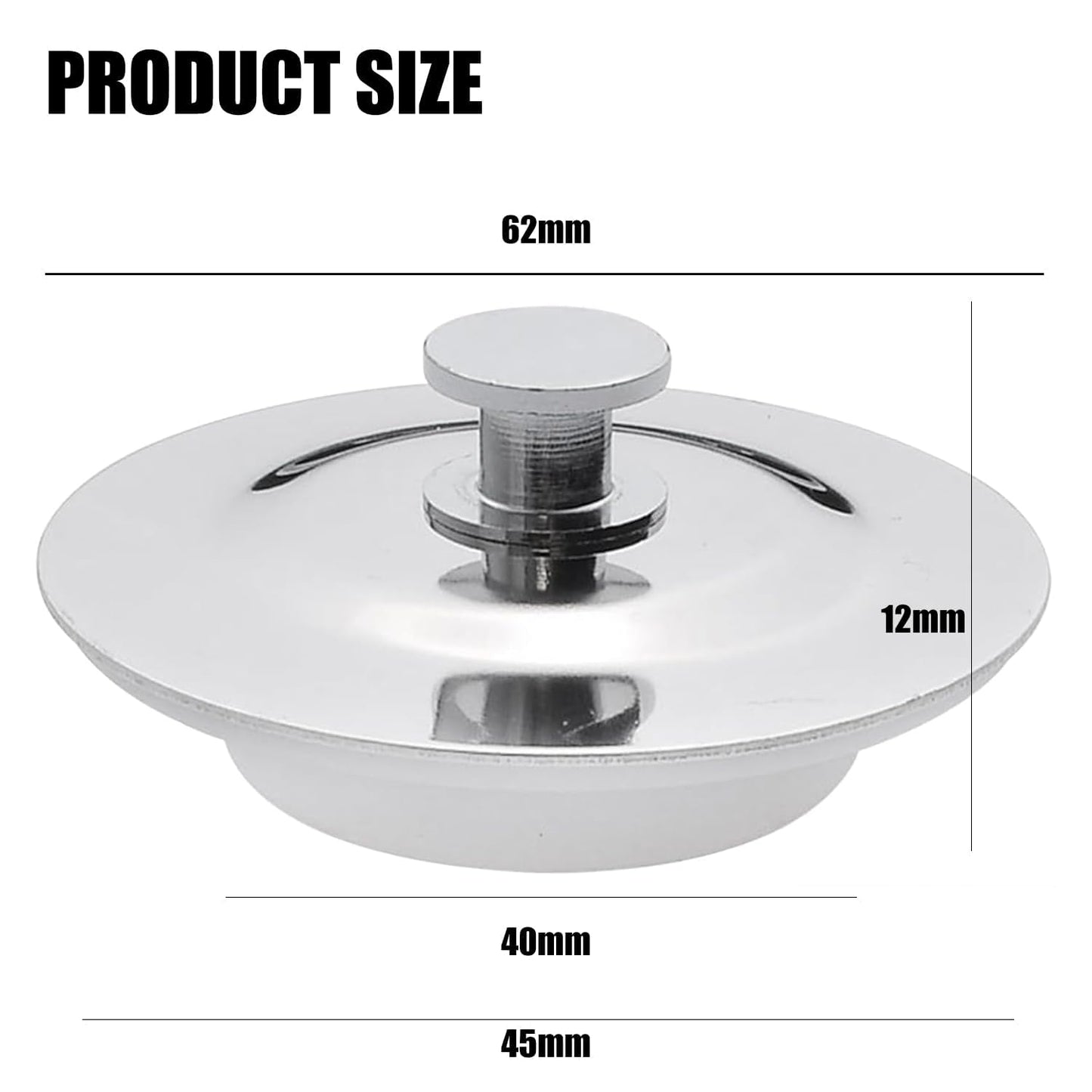 Universal Bath Plug for 40-45mm Holes - Stainless Steel Drain Stopper for Sinks and Bathtubs - Anti-Leak Design with Secure Fit