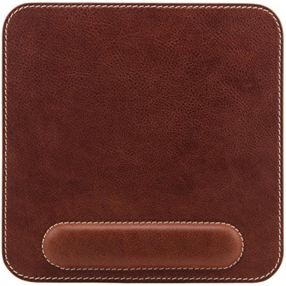 LONDO Genuine Leather Mousepad with Wrist Rest (Brown)