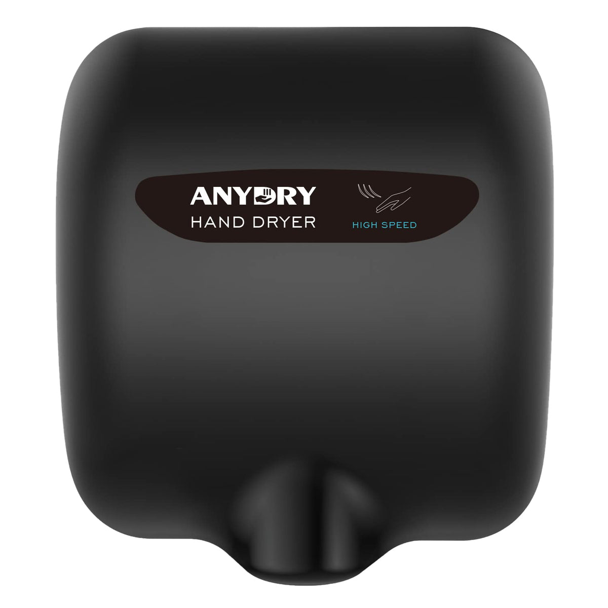 anydry 2800B Commercial Hand Dryer For Toilets,Heavy Duty Stainless Steel Electric Hand Dryers,With Banner.Matte Black