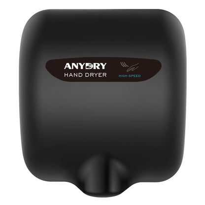anydry 2800B Commercial Hand Dryer For Toilets,Heavy Duty Stainless Steel Electric Hand Dryers,With Banner.Matte Black