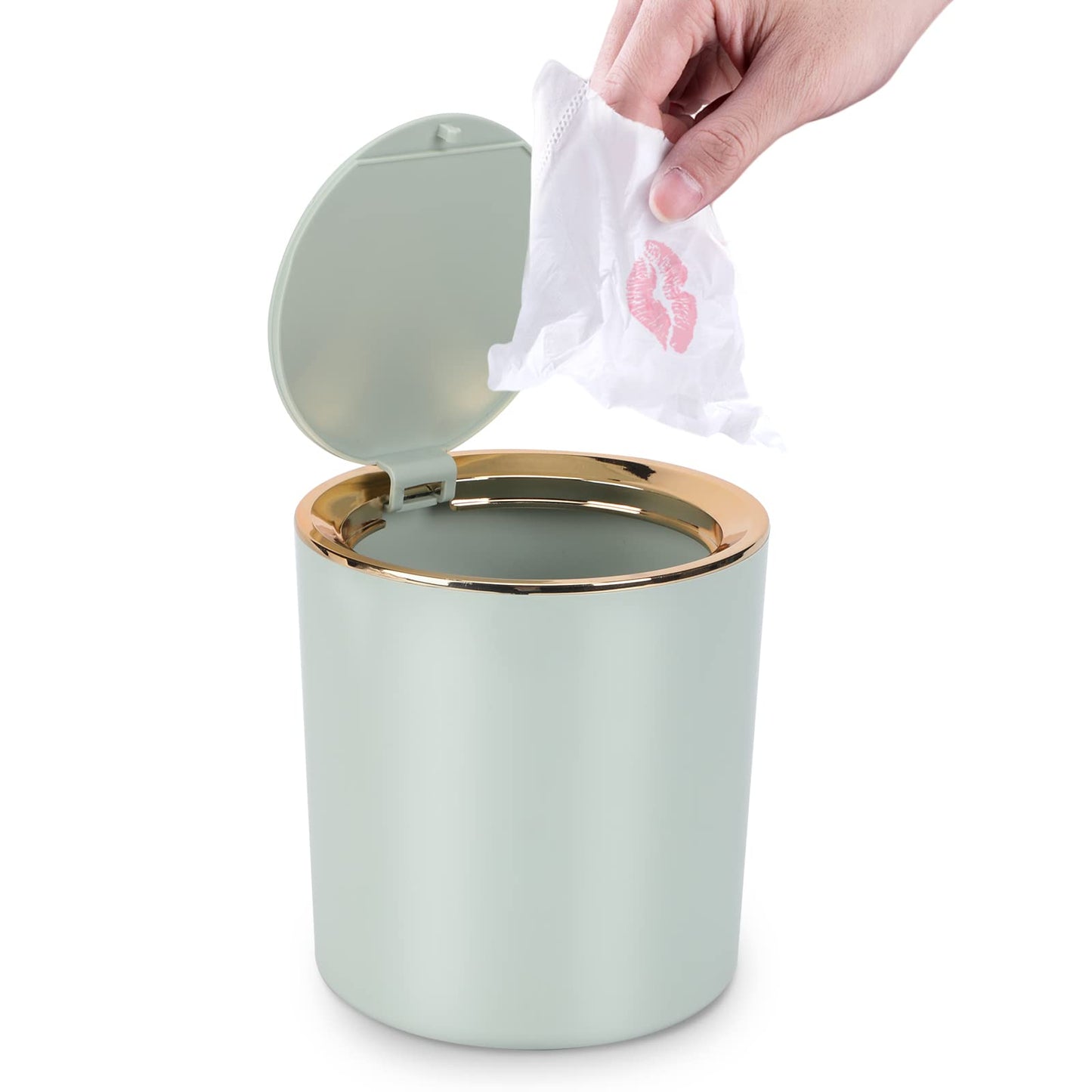 JEEZAO Mini Desktop Bin, Desk Trash Can with Lid