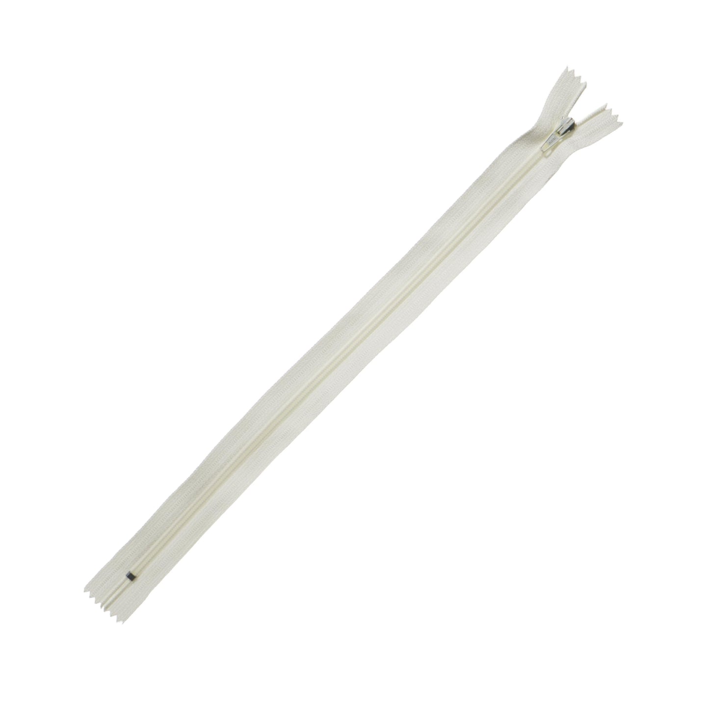 Trimz 30cm (~12inch) Cream one Way end Stop Zip with 4mm Teeth 1 Pc, Polyester, 30 cm