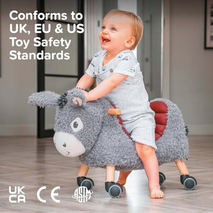 Little Bird Told Me - Bojangles Donkey Ride On Toy for Toddler 12+ Months Unisex - Soft Animal Toy on Wheels, Sturdy Wooden Frame, Wipe Clean Supportive Seat - British Brand Since 2007