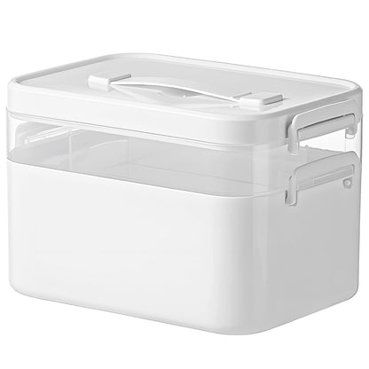 YOFAPA Medicine Storage Box with Lockable Lid, 2-Layer Medicine Organiser Box, Multi-Compartment DesignPortable Handle