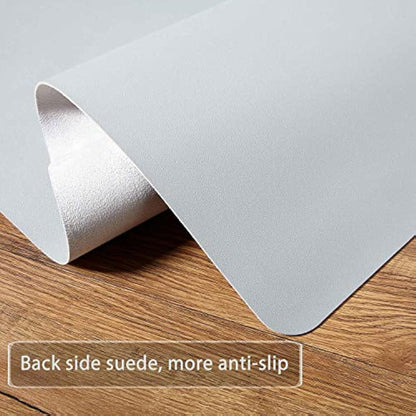 DOBAOJIA Mouse Pad Extended Mouse Mat X-Large Desk Pad Large Desk Blotter Writing Pad for Laptop/Office/Home, PU Leather Waterproof +Suede Non-Slip 31.5'' X 15.7'' (Gray)