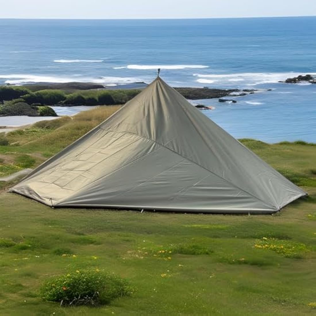 HIDEWALKER Camping Tarp Shelter 3x3m 3x4m 3x5m Lightweight Tent Tarpaulin Waterproof Tent Awning Canopy Basha Sunshade for Hiking Backpacking (Khaki, 3x4m)