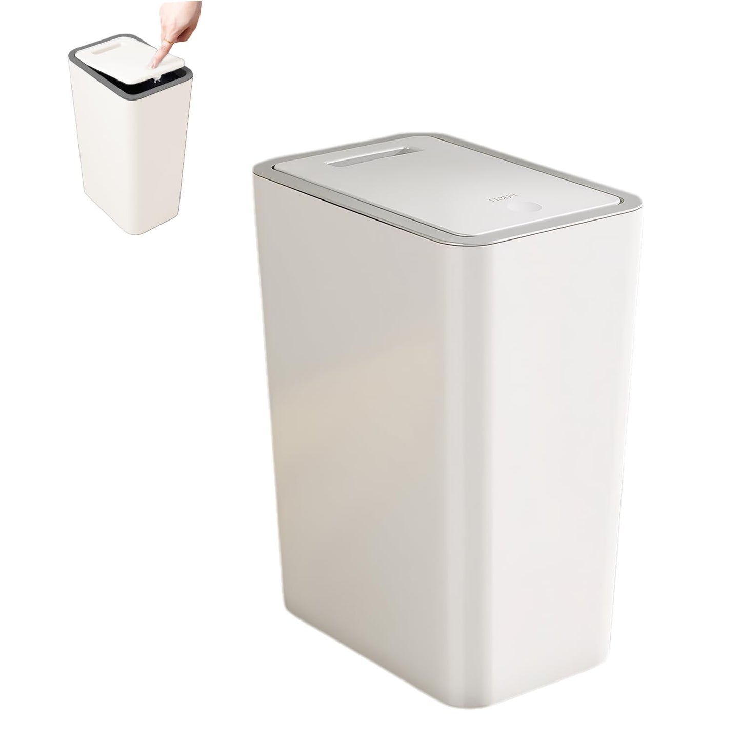 Slimline Kitchen Bin,9L Slim Bathroom Bin with Touch Top Lid,Dog-Proof Anti-Odour Plastic Slimline Waste Bin for Bedroom Office Living Room Toilet