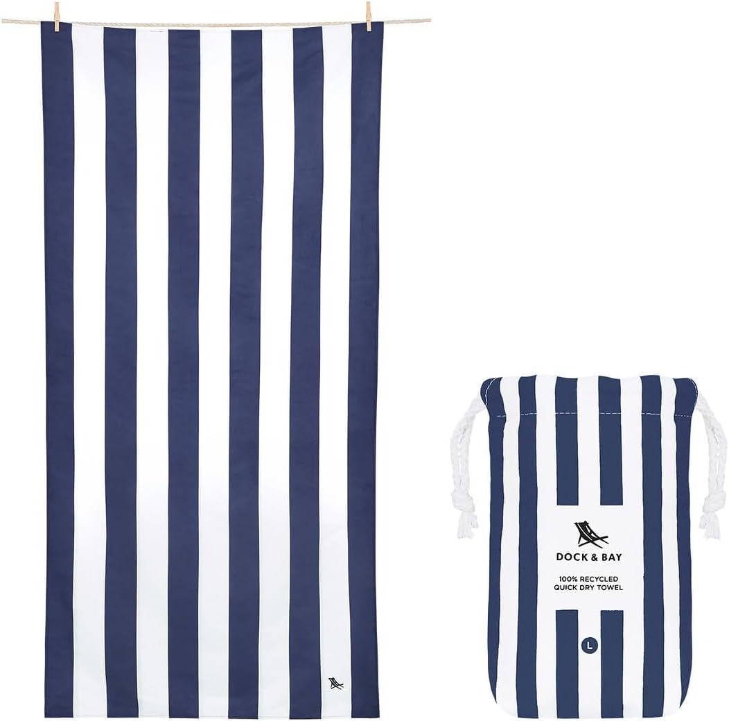 Dock & Bay Quick Dry Beach Towel - Cabana - Navy, Medium