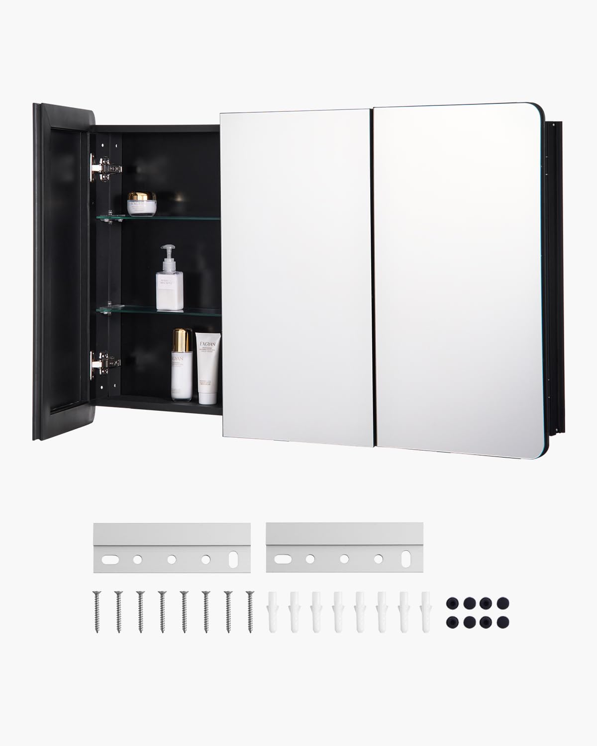 VEVOR Medicine Cabinet, 25.5 x 40 inch, Medicine Cabinet for Bathroom with Mirror, Aluminum Frame Bathroom Wall Cabinet, 4-layer Adjustable Shelves,