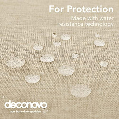 Deconovo Fabric Table Cloth Rectangle Water Resistant Table Cloth Faux Linen Tablecloth 55x95in(140x240cm) Beige