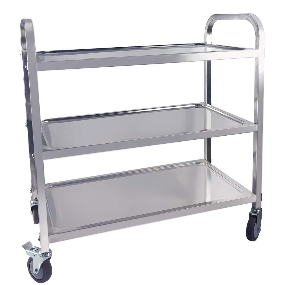 TAIMIKO Stainless Steel Utility Cart 3-Tier Kitchen Trolley Serving Trolley