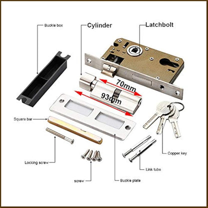Qrity Door Handle Lever, Euro Lever Lock, Cylinder, 3 Copper Keys, Zinc Alloy