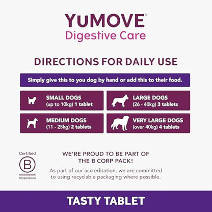 YuMOVE Digestive Care, Dog Pre and Probiotics Supplement for Gut Health and Digestive Support, All Ages and Breeds with Sensitive Digestion, 300 Tablets