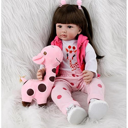 ZIYIUI 24inch Reborn Dolls Baby Soft Silicone Lifelike Girls Realistic Babies That Look Real Life Newborn Toddler for Kids Open Eyes