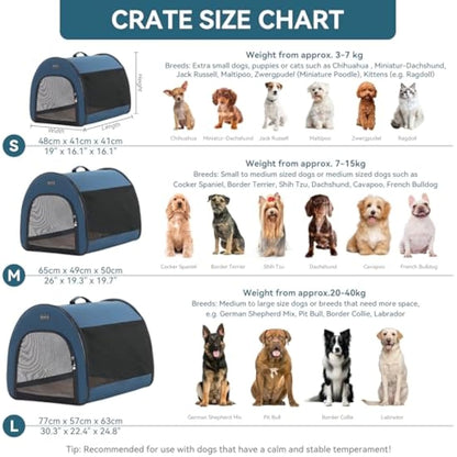PETSFIT Soft Sided Dog Crate, Travel Dog Kennel - 19 Inch Lightweight, Roomy, Easy to Set Up, Portable Pop Up Dog Carrier Dog Kennel Indoor with Thick Mat, Sturdy Portable Dog Crate Navy Blue